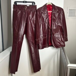 Grails Men’s Leather 2 Piece Sz 40 Blazer 30x33 Pants Vintage Mens Suit